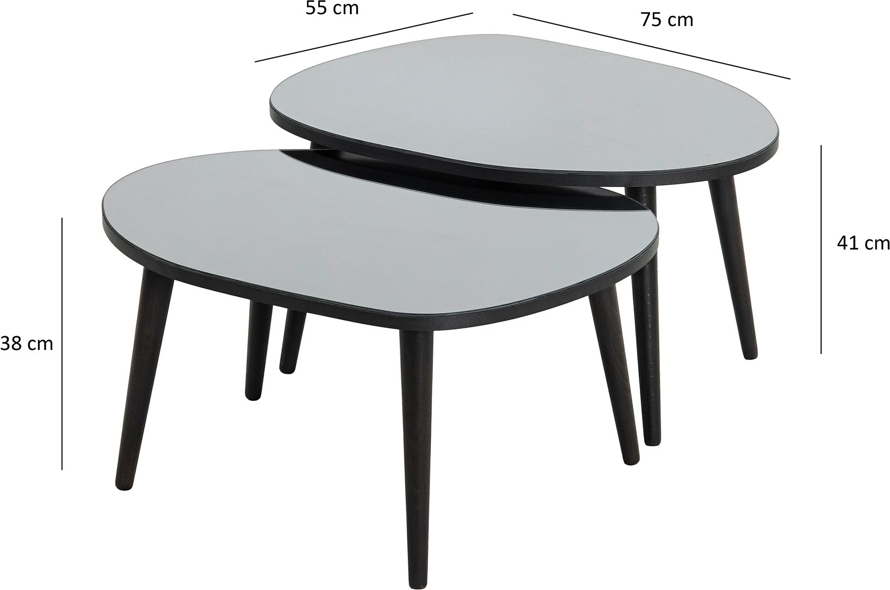 Set tavolinash të mbivendosura Hanah Home, Gusto, 2 copë, ngjyrë e zezë dhe fume