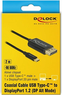 Kabllo DeLOCK 84904 USB-C në HDMI, 1 m, 4K, e zezë