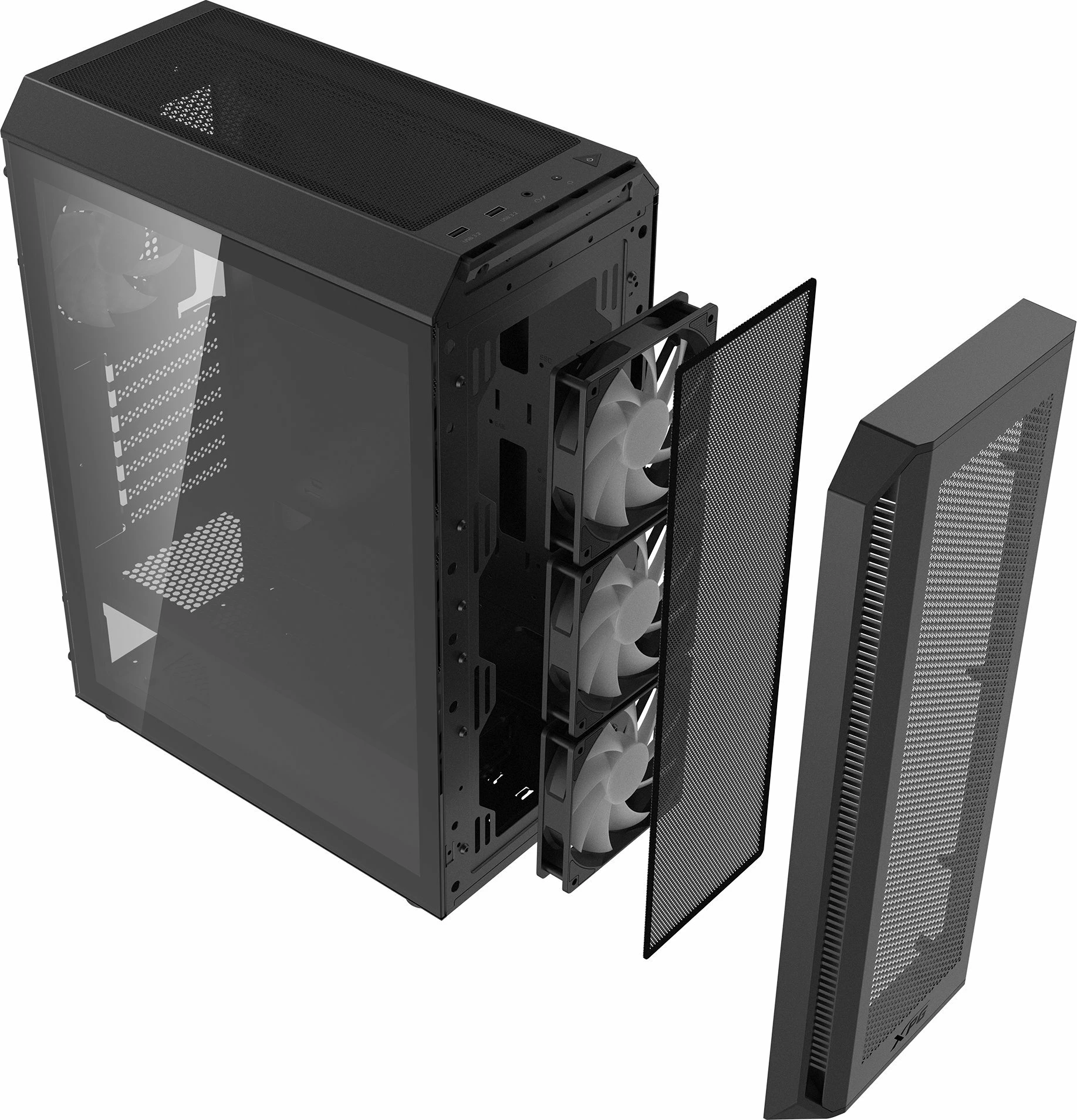 Kasë XPG Valor Air Plus VALORAIRPLUSMTA-BKCWW Midi Tower ATX/Micro-ATX/Mini-ITX me ARGB, me 4x 120mm ventilatorë, e zezë