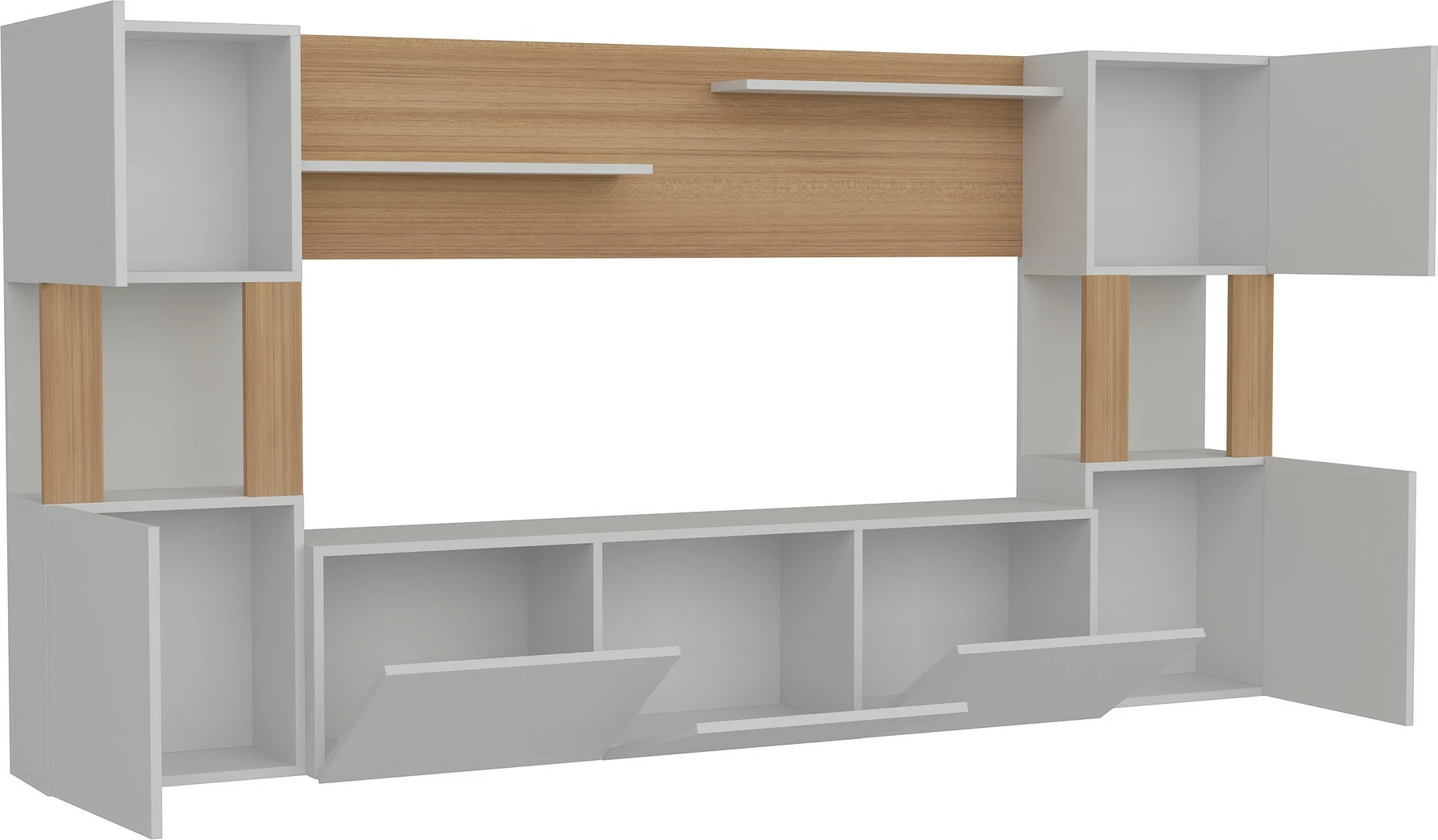 Komodë TV Hanah Home, Lore, e bardhë dhe teak