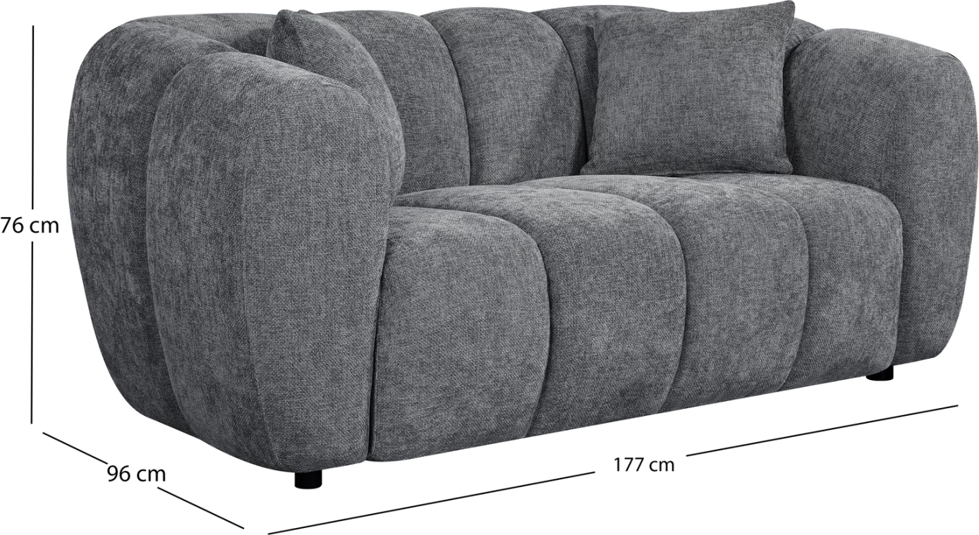 Divan dy vendësh OPALE, material gri, CD3320.01, 177x96x76cm