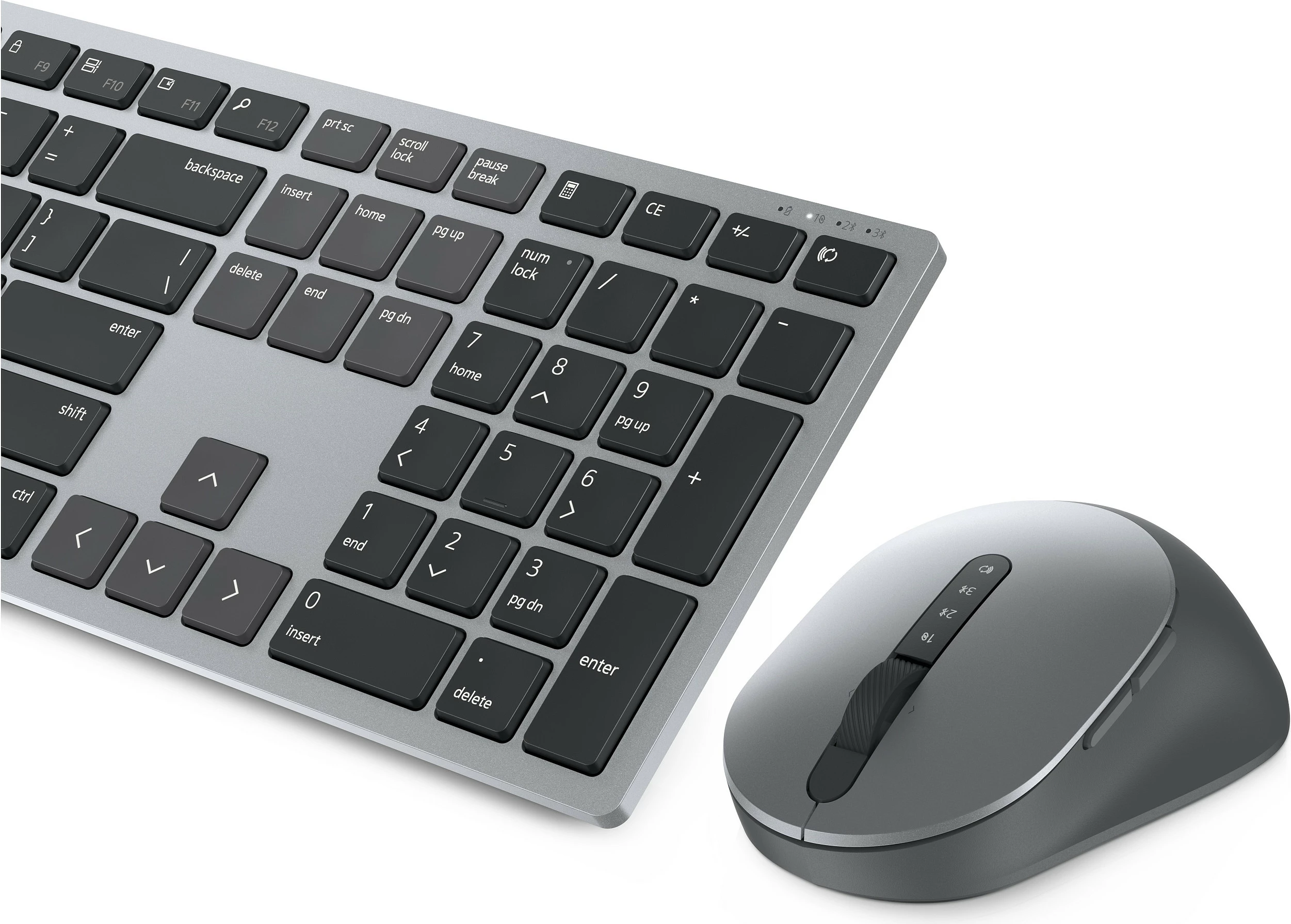 Set tastierë dhe Maus Dell Pro Plus KM7321W, wireless RF + Bluetooth, QWERTZ gjermanisht, full-size, 4000 DPI, gri/titan