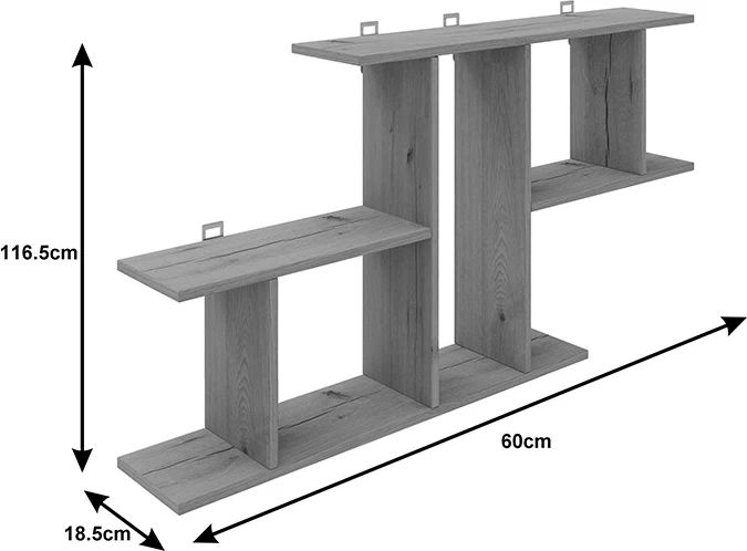 Raft muri Vertoura, ngjyrë gri e errët, 116x18.5x60cm