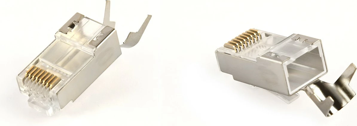 Konektor RJ-45 Gembird LC-PTF7-01/50 CAT7 i blinduar pass-through, 50 copë, i bardhë