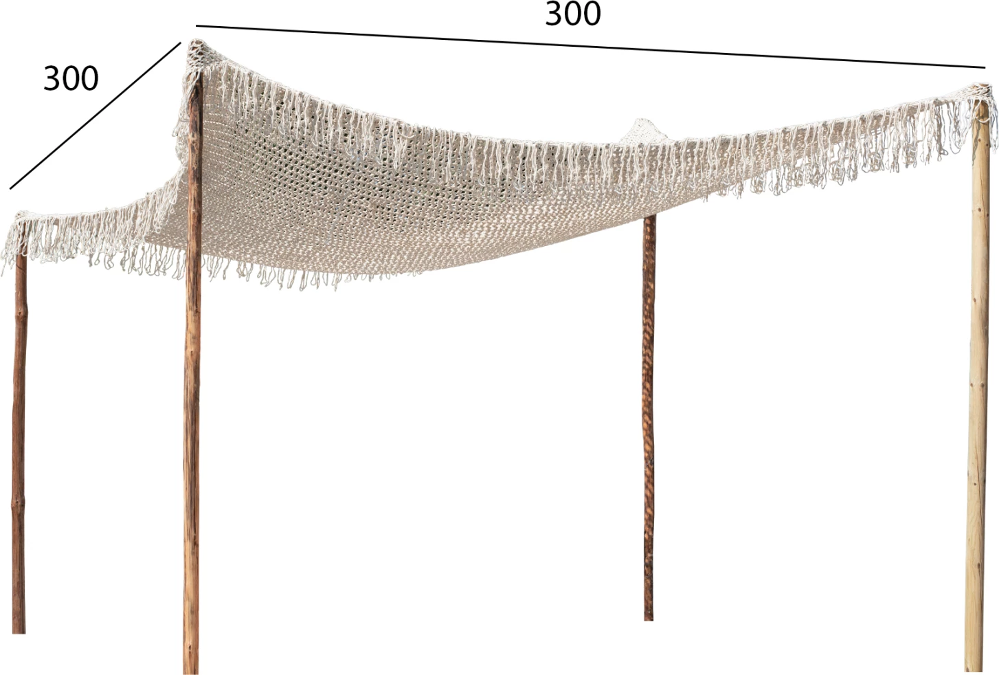 Tendë dielli macrame, ngjyrë bezhë, 300x300cm