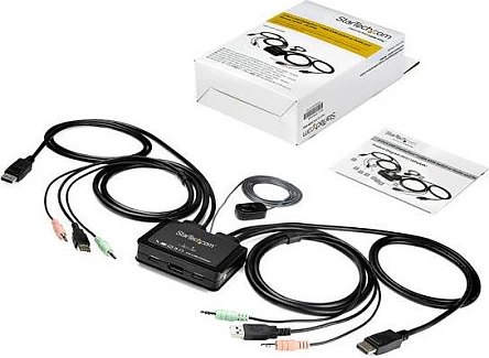 Switch KVM StarTech SV211DPUA4K, DisplayPort 1.2, 2-Port, 4K 60Hz, USB, me audio, i zi