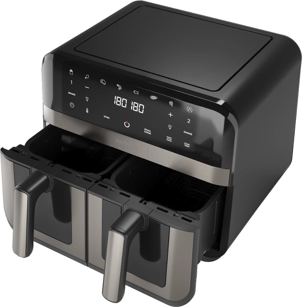 Fritezë me ajër të nxehtë AIWA FUTAGO AFR-9000 9L (2x4.5L) 2400W, e zezë/inox