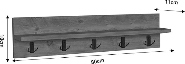 Raft muri Esform, melaminë ngjyrë lisi, 80x11x18cm