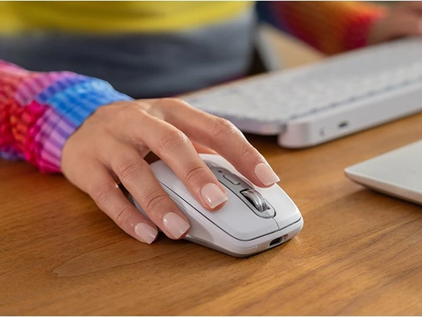 Maus Logitech MX Anywhere 3S, RF Wireless + Bluetooth, 8000 DPI, Pale Grey