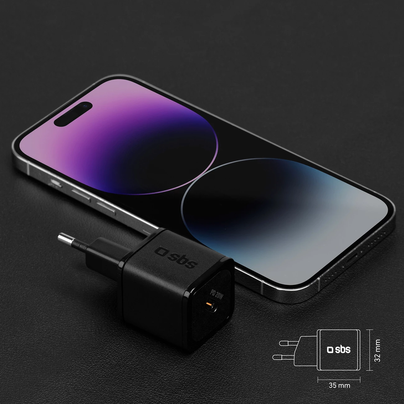 Karikues muri SBS TETRGAN1C20K, 20W, USB-C, GaN, i zi