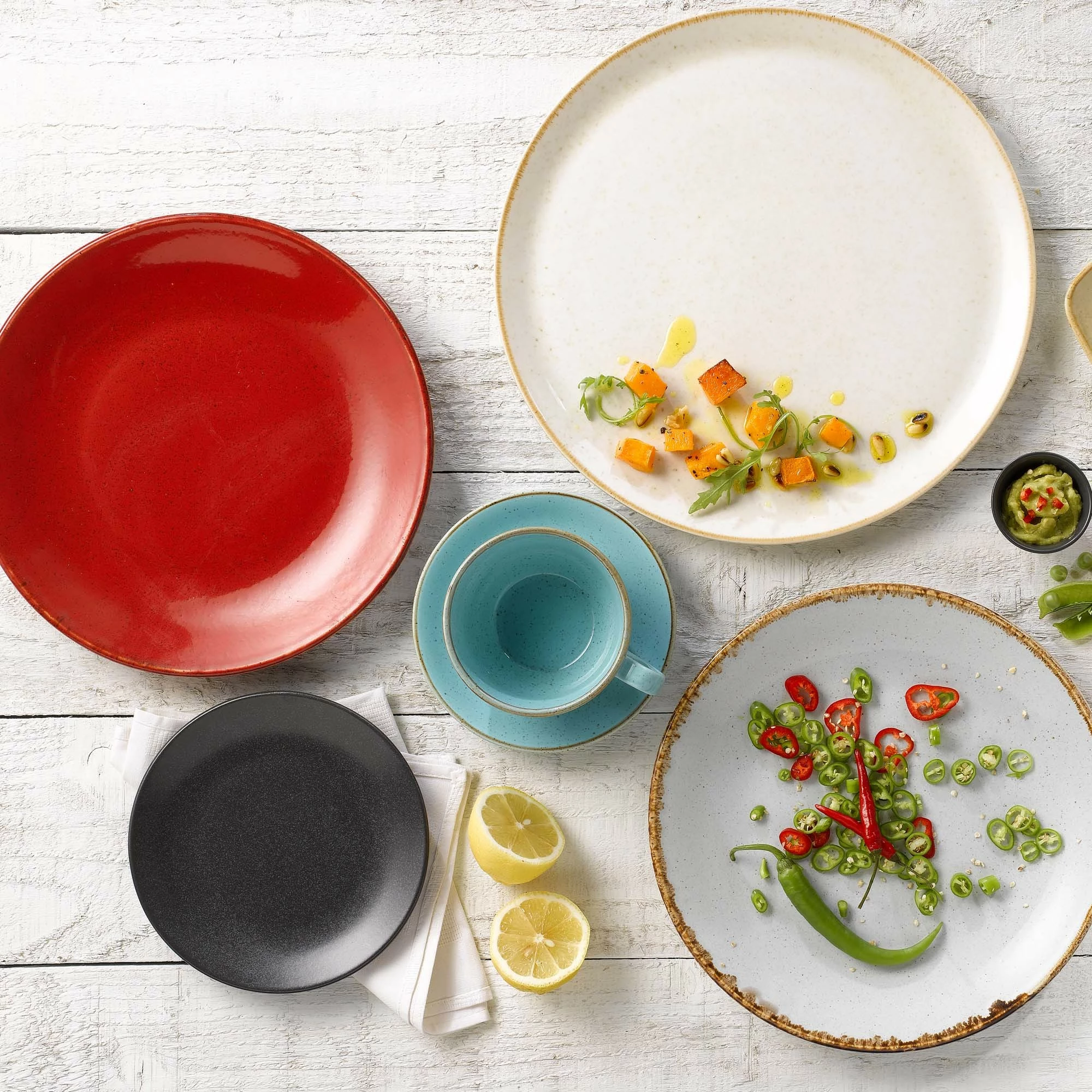 Pjatë pice Porland Seasons Coal Ø280 mm porcelan, e zezë, set 6 copë