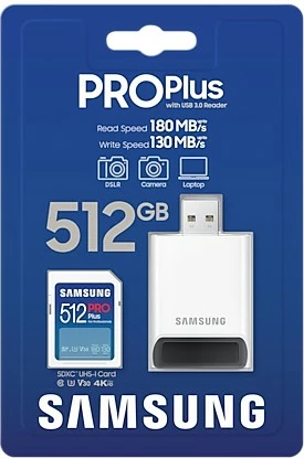Kartelë SDXC Samsung PRO Plus 512GB, UHS-I, Class 3, e bardhë