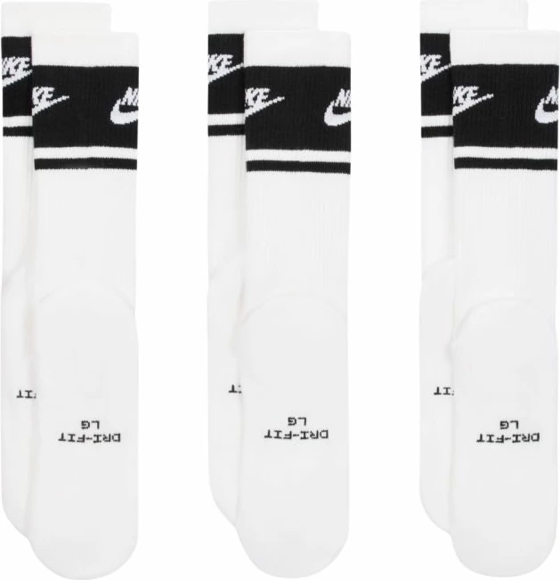 Çorape Nike Everyday Elevated Crew 3 palë, të bardha dhe të zeza [Madhësia: 43 - 46]
