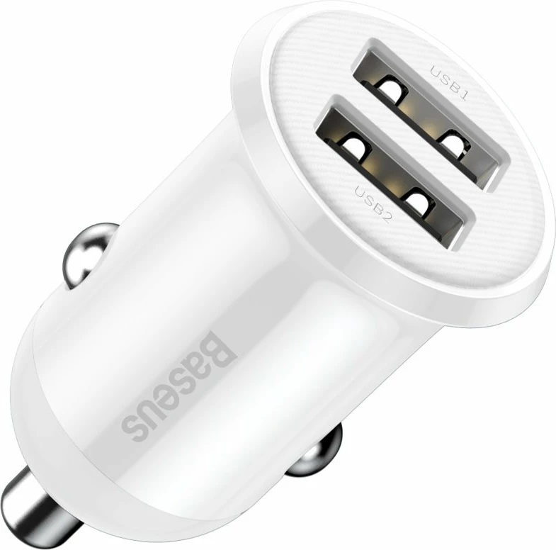 Karikues veture Baseus Grain Pro CCALLP-02, 2x USB-A, 4.8A, Bardhë