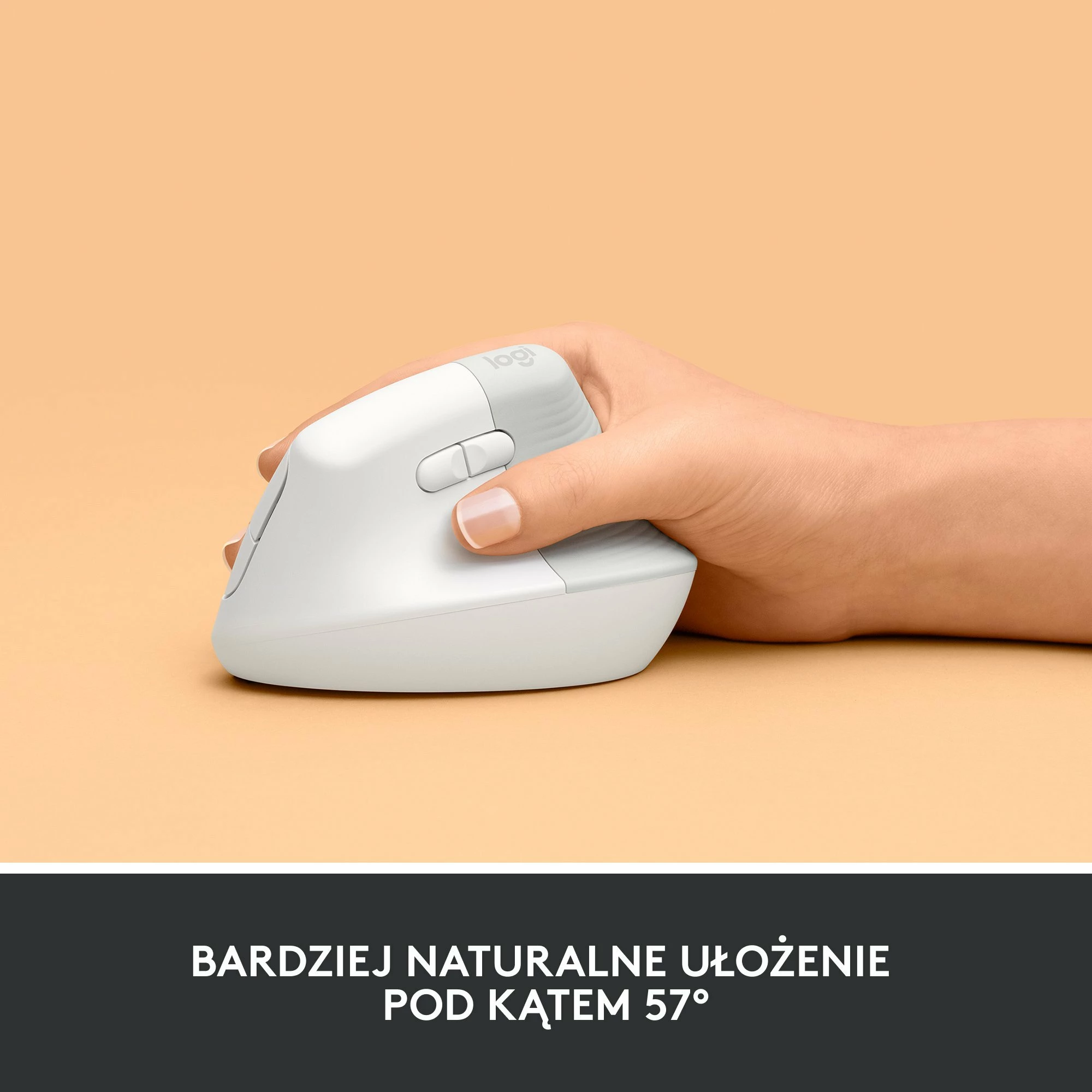 Maus vertikal wireless Logitech Lift 910-006475, 4000 DPI, Bluetooth/USB, 6 butona, për dorë të djathtë, i bardhë