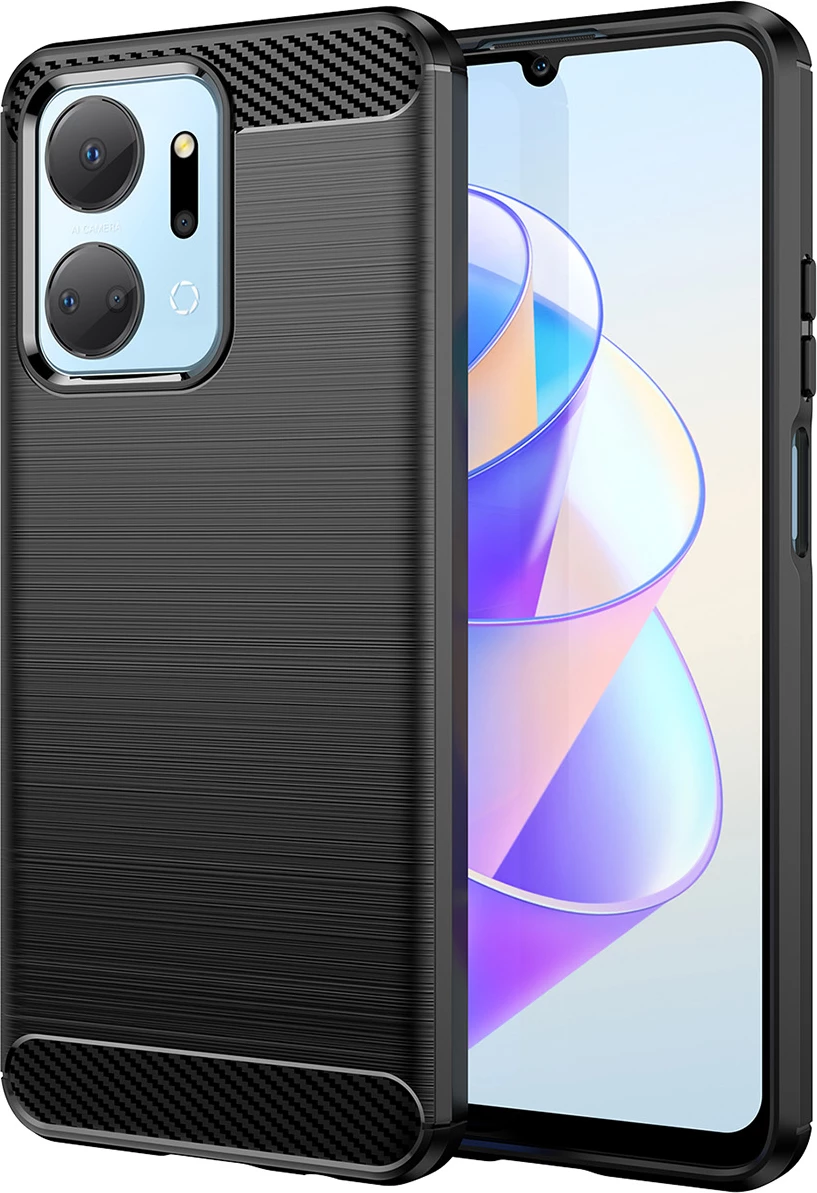 Mbështjellës Hurtel Carbon Case për Honor Play 40 Plus / Honor X7a, TPU, i zi