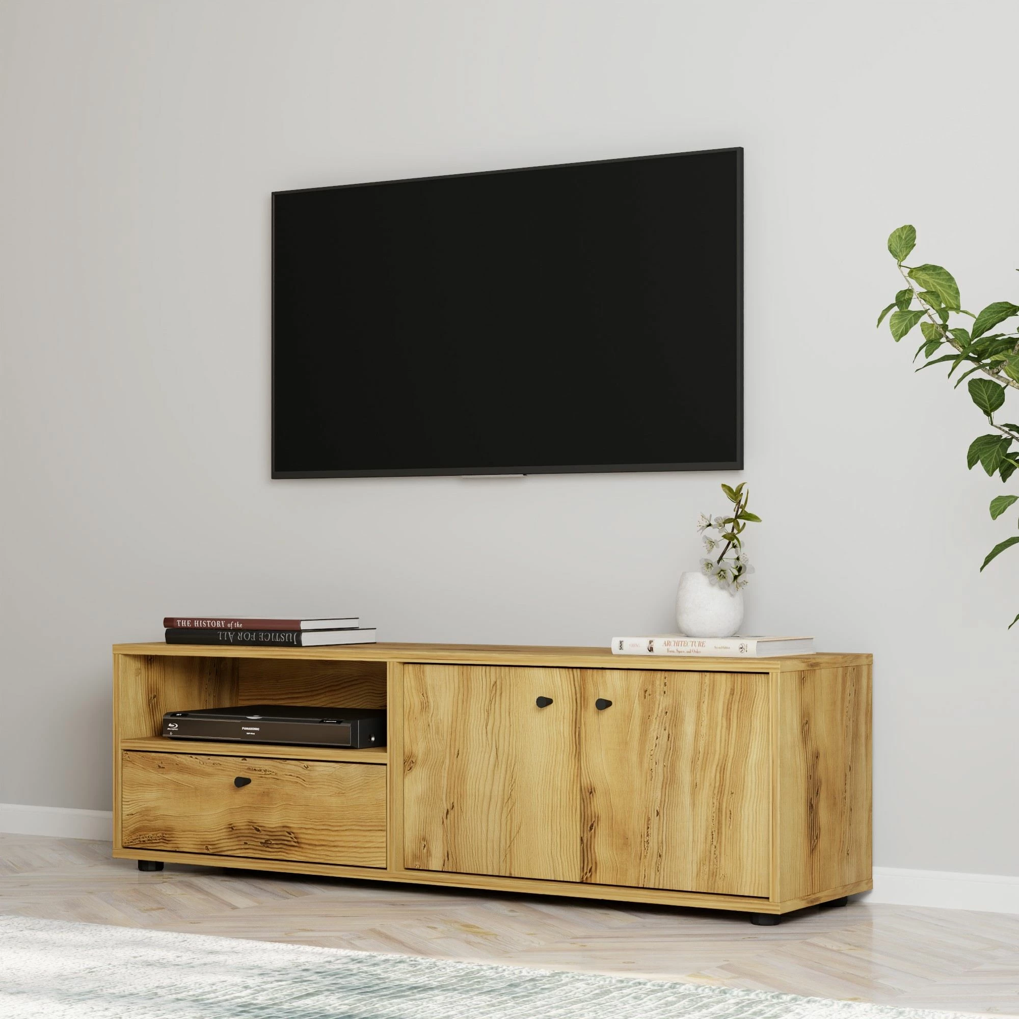 Komodë TV Hanah Home, Pao, ngjyrë lisi