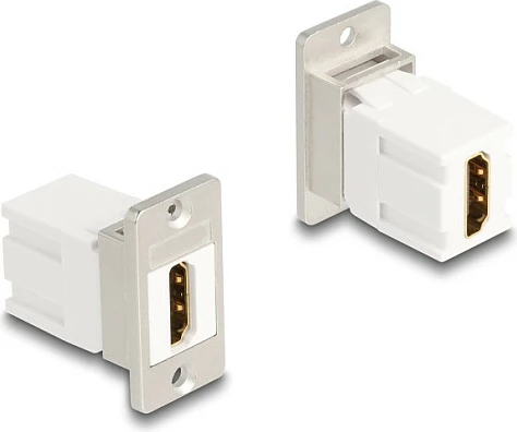 Adapter HDMI DeLOCK 67166, femër-femër, panel-mount, 8K, argjendtë/bardhë