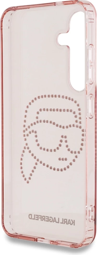 Mbështjellës Karl Lagerfeld Rhinestones K. Head Logo për Samsung Galaxy S25, rozë