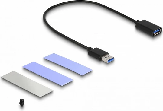 Kasë për SSD DeLOCK USB 3.2 Gen 2, M.2 NVMe/SATA, për PlayStation 5, e zezë