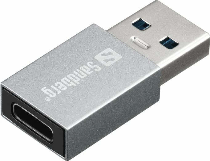 adapter USB-A në USB-C SANDBERG 136-46, USB 3.1 Gen 1/3.0/2.0/1.1, argjend