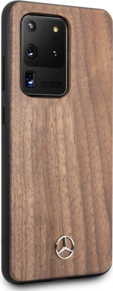 Mbështjellës Mercedes Wood Line Walnut për Samsung Galaxy S20 Ultra, kafe