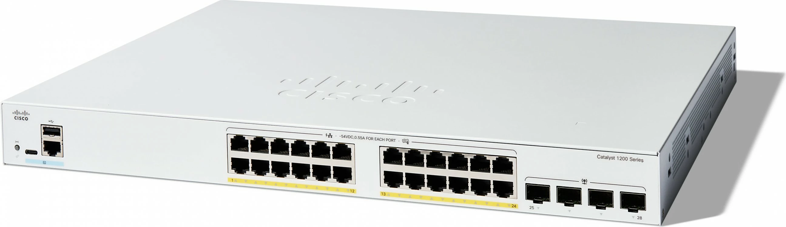 Switch Cisco Catalyst 1200-24FP-4G, 24 porta GE, Full PoE, 4x1GE SFP, Managed, i bardhë
