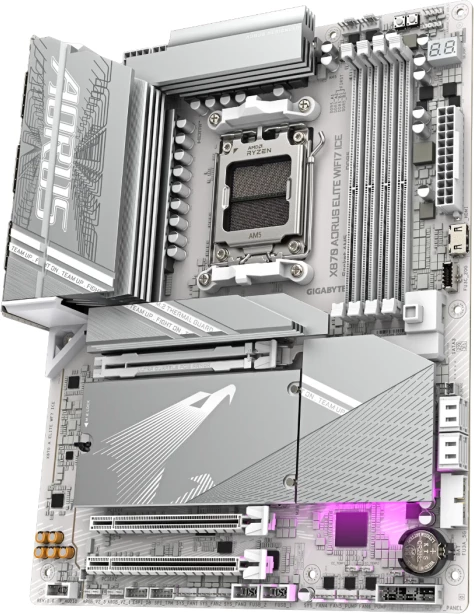 Pllakë amë GIGABYTE X870 AORUS ELITE WIFI7 ICE, AM5, ATX, DDR5, WiFi 7, 2.5GbE, USB4, e bardhë