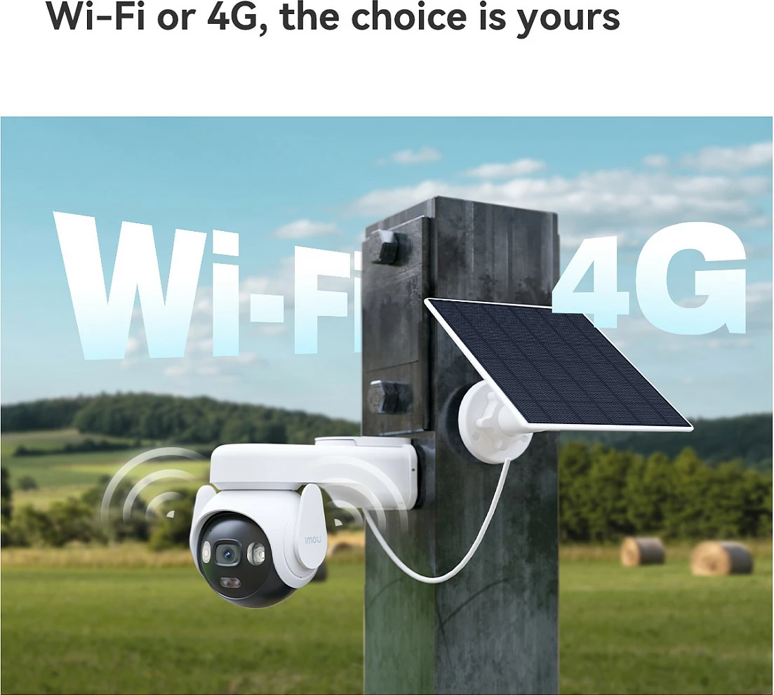 Kamerë sigurie IP Imou AOV PT 5MP, 4G LTE, Wi‑Fi, me panel solar, e jashtme, e bardhë