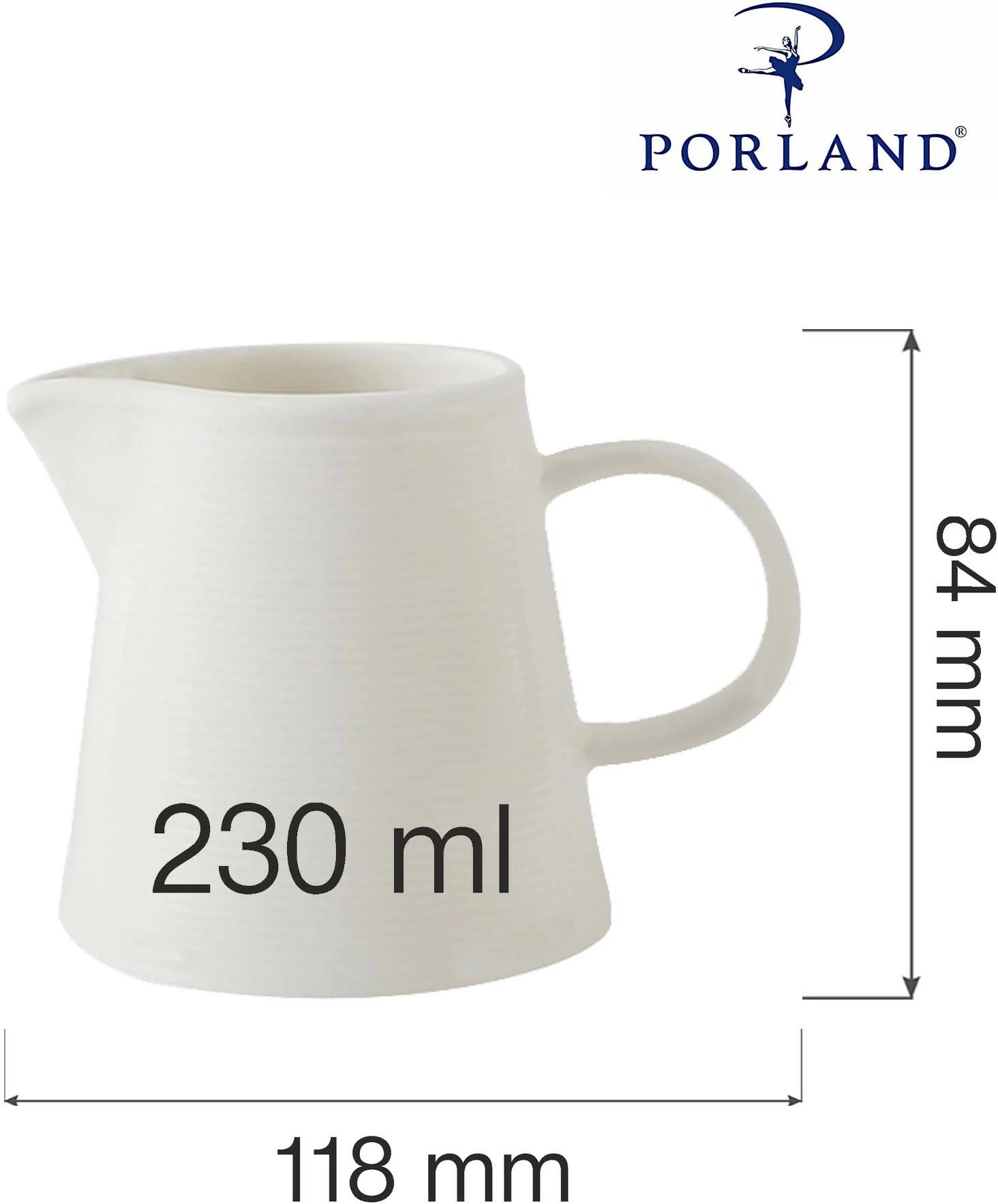 Kremierë Porland Line 230 ml, e bardhë krem, set 6 copë