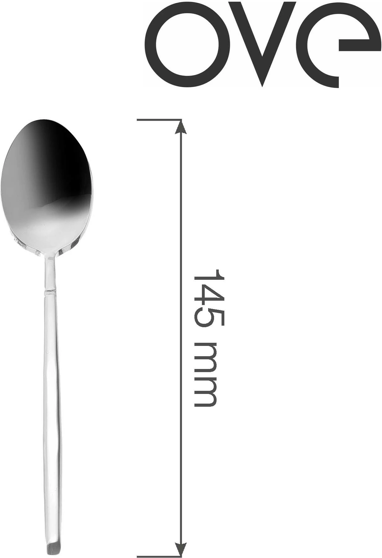 Lugë kafeje demi-tasse OVE Torino 145 mm çelik inox 18/10, argjend, set 12 copë