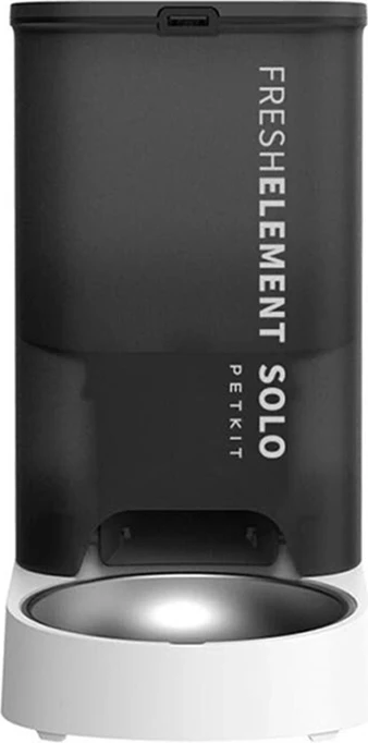 Dozator inteligjent ushqimi për mace Petkit Fresh Element SOLO 3 L, Wi-Fi 2.4 GHz, kontroll me aplikacion, për ushqim të thatë, zi/bardhë