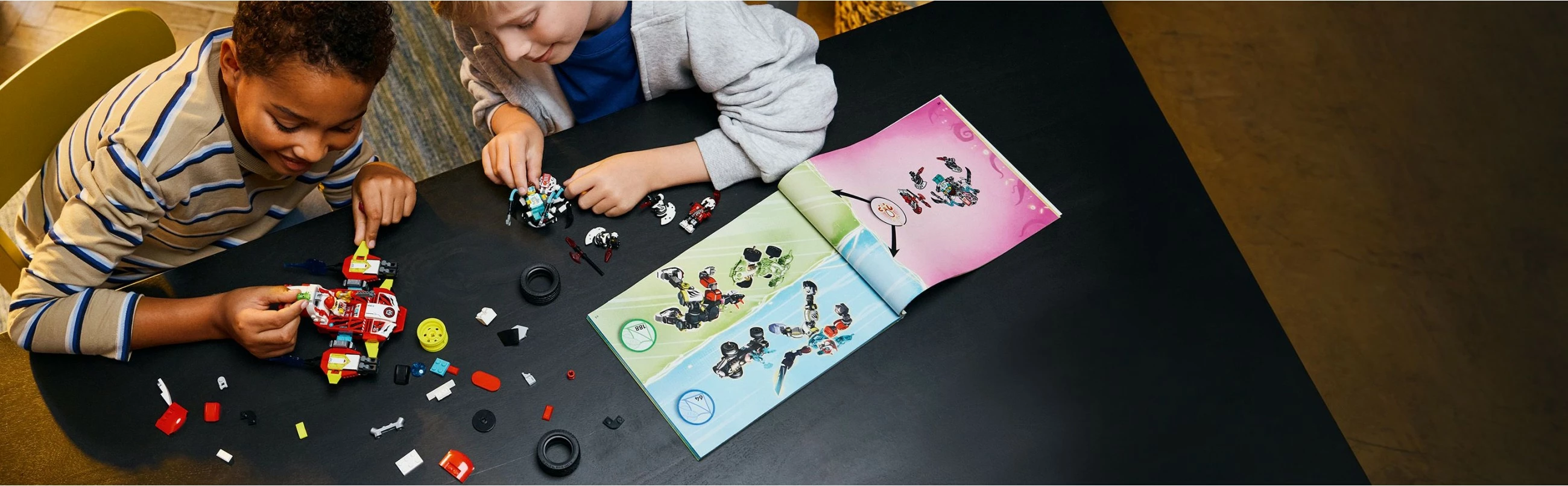 Set ndërtimi LEGO DREAMZzz 71497, Cooper Tiger-Mech & Zero Hot Rod, 1006 pjesë, multikolor