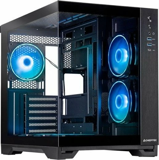Kasë Chieftec Visio GM-30B-TG-OP Midi Tower ATX, xham i temperuar, 6x 120mm A-RGB fan, USB-C, e zezë