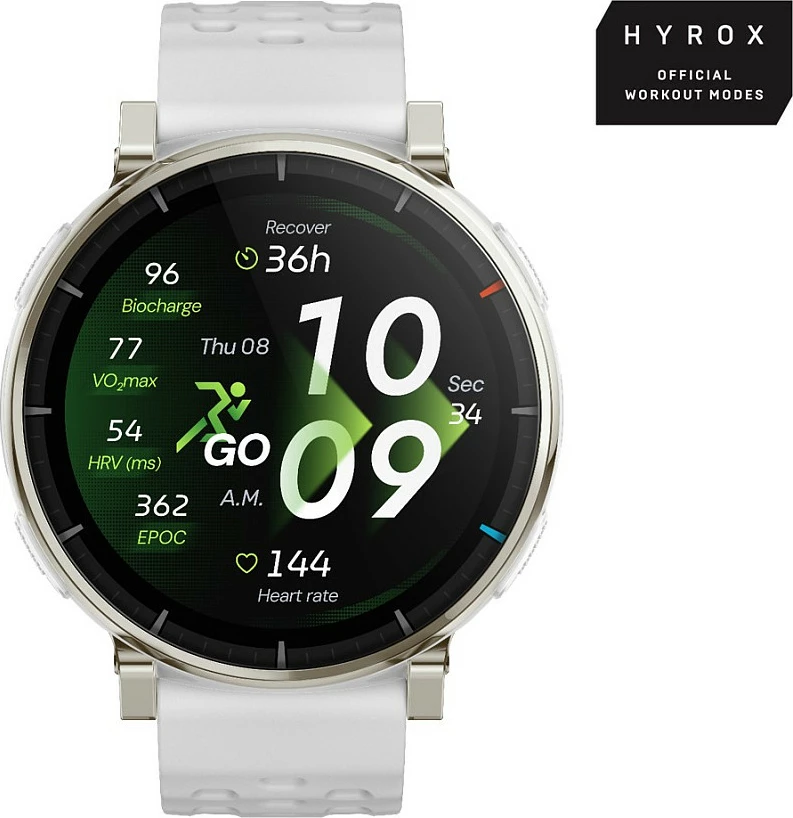 Smartwatch Amazfit Active 3, 1.32" AMOLED, GPS, NFC, Bluetooth 5.3, 38 g, rrip silikon i bardhë