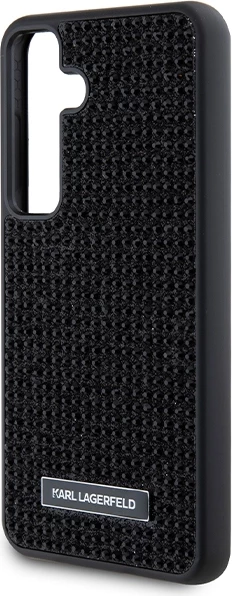 Mbështjellës Karl Lagerfeld Rhinestone Metal Logo për Samsung Galaxy S24, i zi