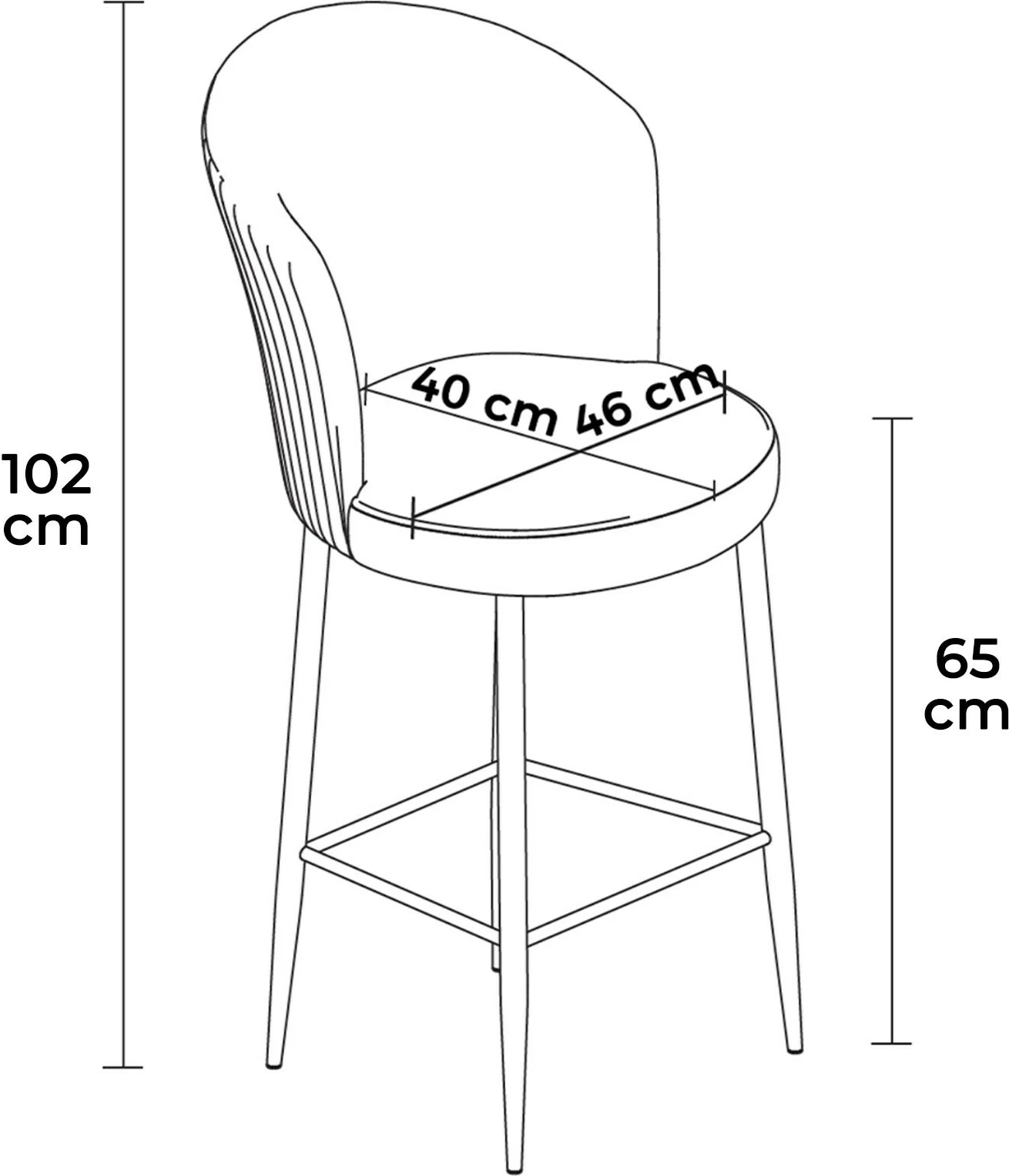 Set karrigesh për bar (4 copë), Hanah Home, Alte, antracit, krom