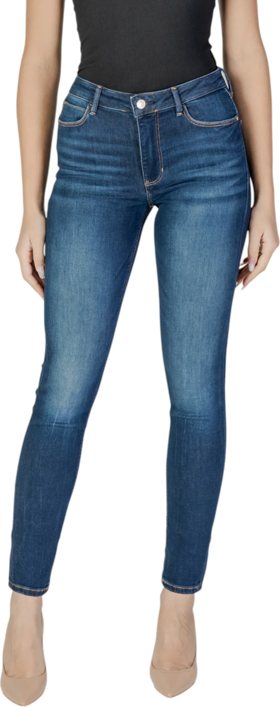 Pantallona xhinse për femra Guess 1981 W2YA46D4Q03, denim i errët