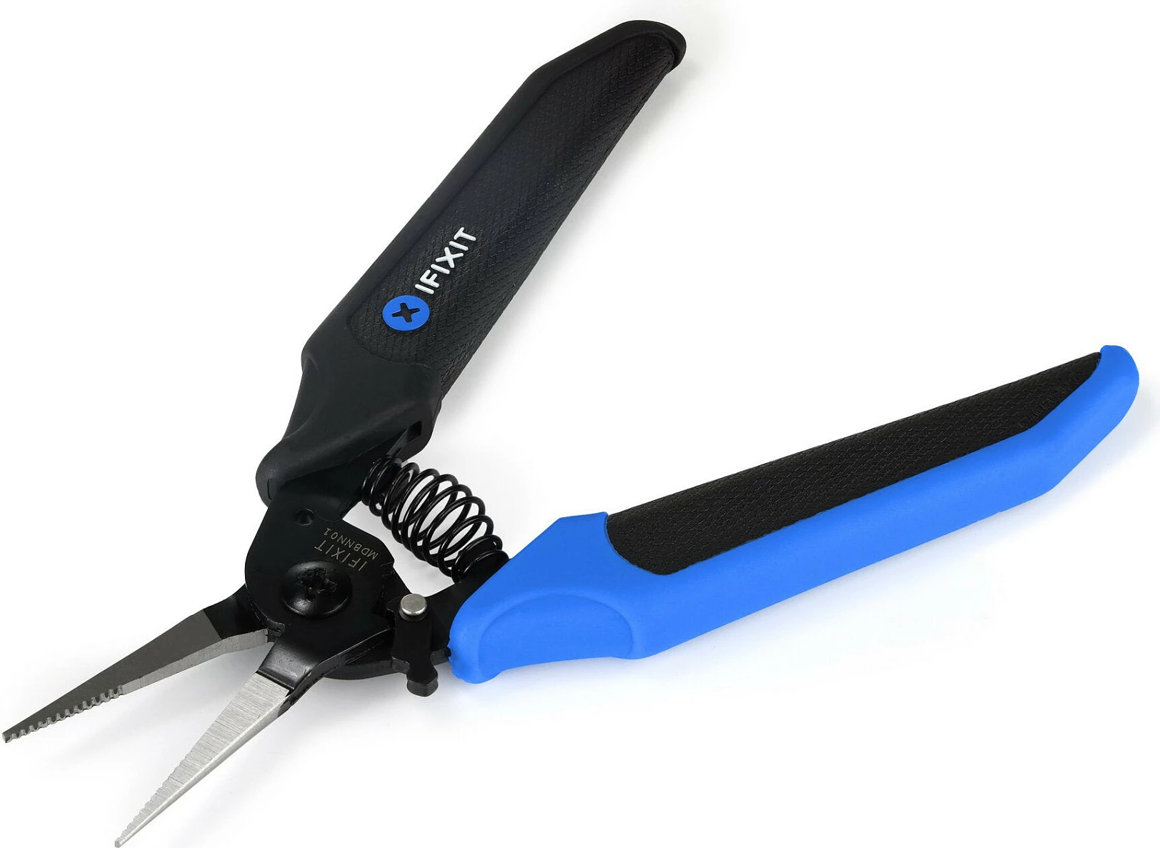 Pincë hundëgjatë iFixit Mandible, me sustë, doreza ergonomike, zi/kaltër
