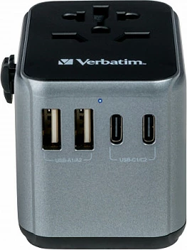 Adapter universal udhëtimi Verbatim UTA-03, 2x USB-A, 3x USB-C, 2500W, i zi