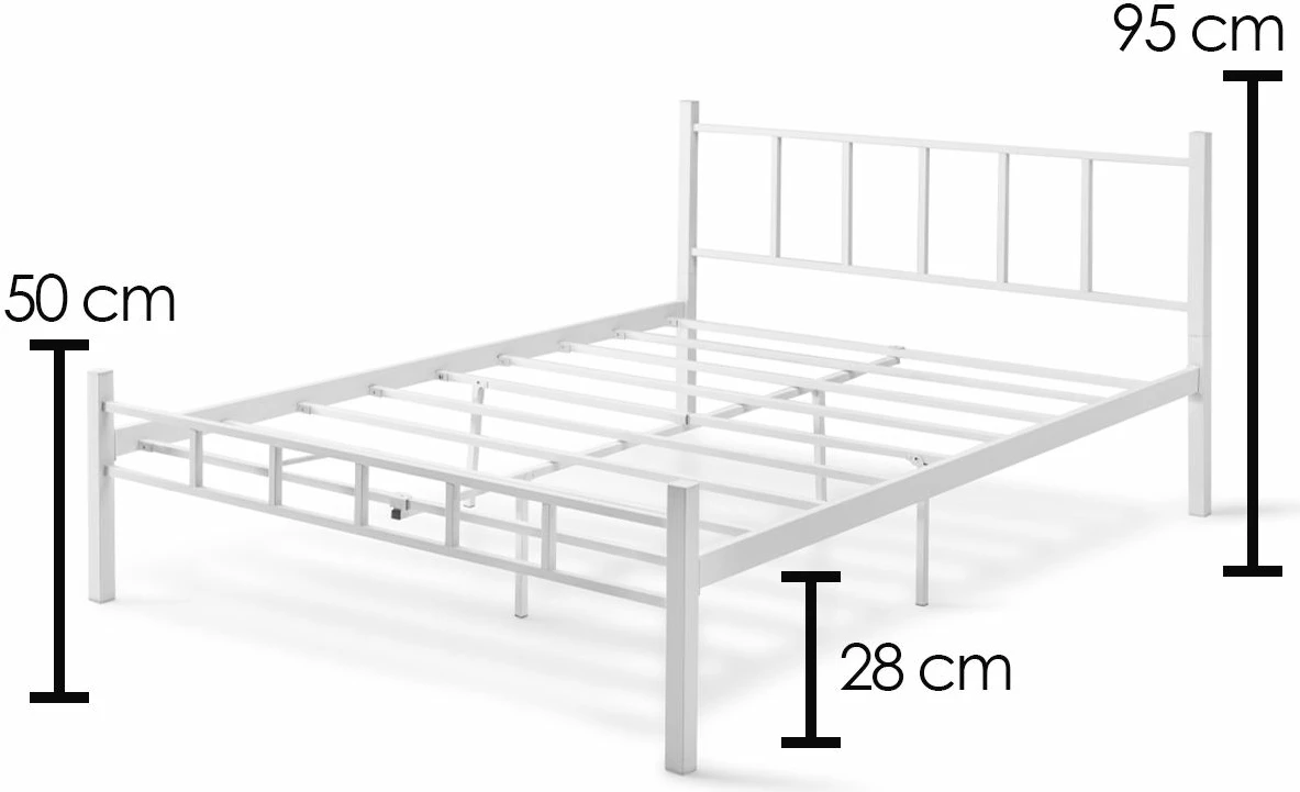 Krevat dopio metalik, ngjyrë e bardhë, Skye Decor, 120x200cm