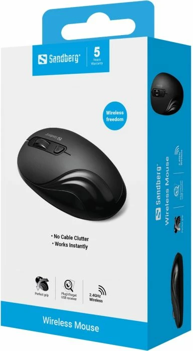 Maus pa kabllo Sandberg 631-03, 2.4 GHz, 1600 DPI, me USB-A receiver, i zi