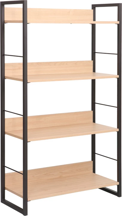 Raft librash Dorfie, ngjyrë natyrale me metal të zi, 70x30x124.5cm