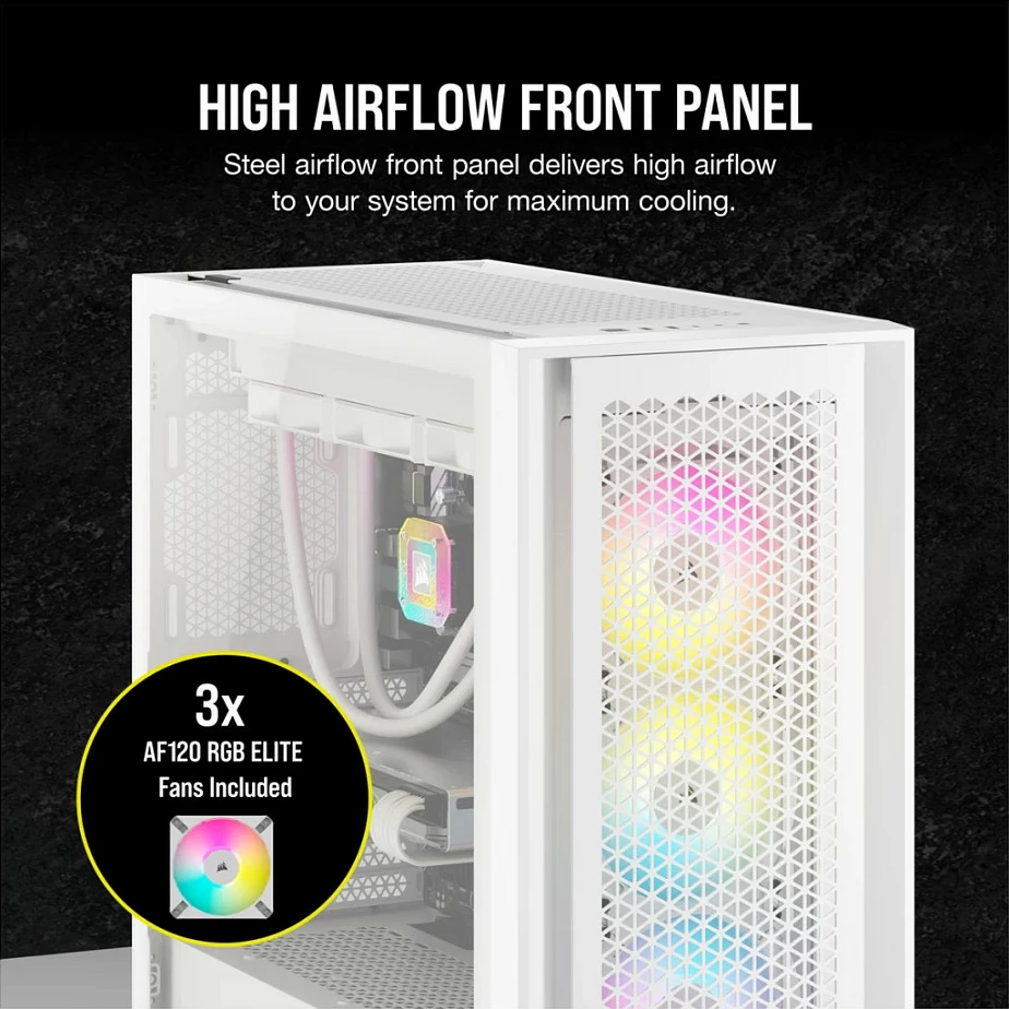 Kasë PC Corsair iCUE 5000D RGB Airflow, Midi Tower, ATX/E-ATX, e bardhë