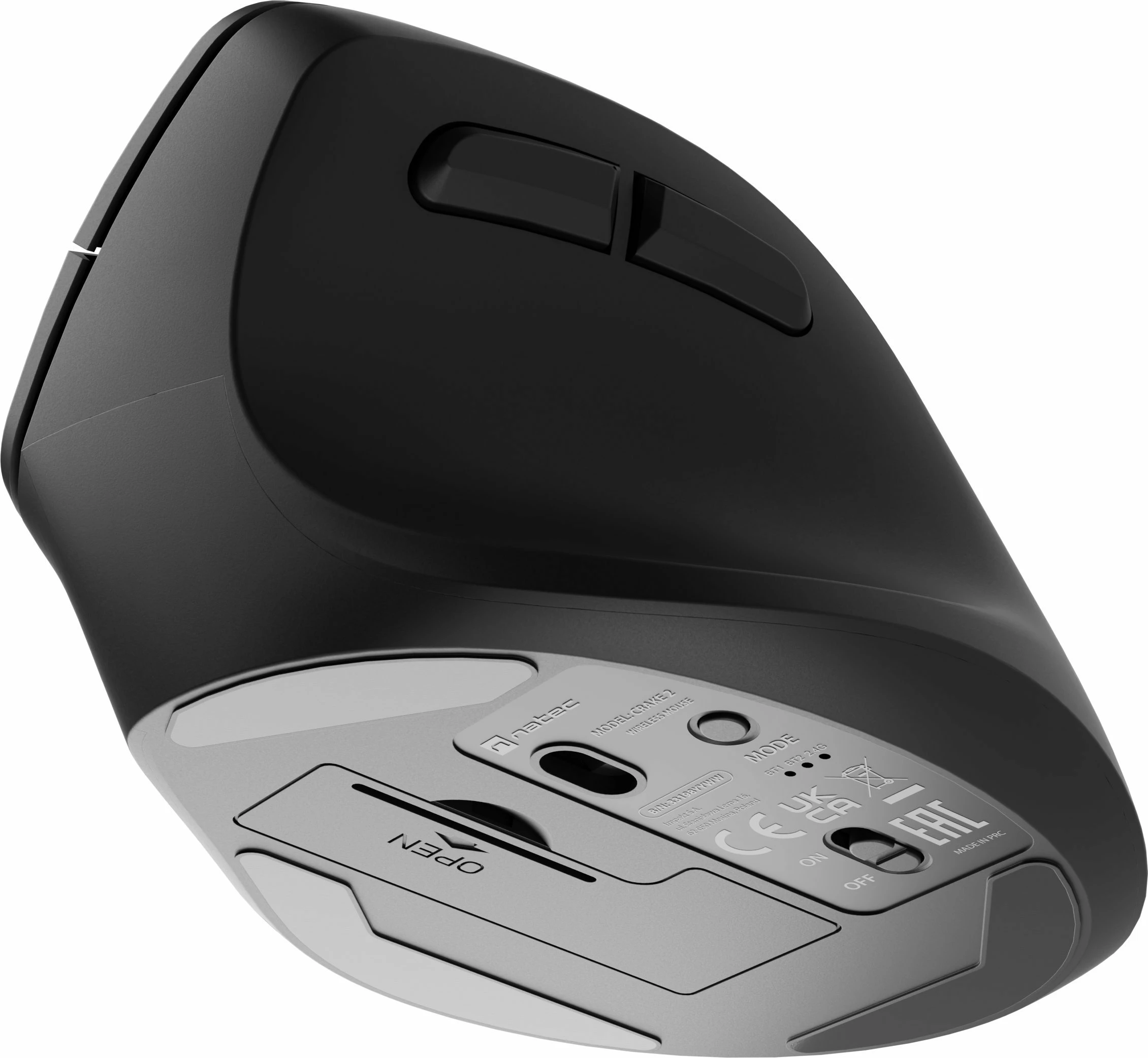 Maus vertikal Natec Crake 2 NMY-2048, wireless Bluetooth/2.4GHz, 2400 DPI, 6 butona, zezë