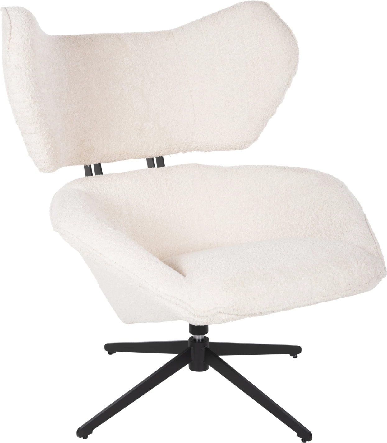 Karrige rrotulluese BRYLL FH9597.06, ngjyrë ecru boucle, bazë metalike e zezë, 86x90x97H cm