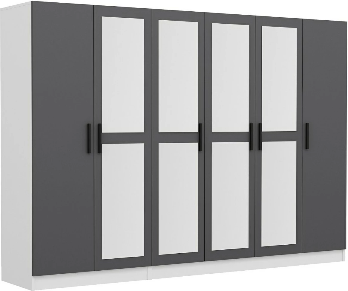 Dollap i madh me pasqyra, ngjyrë antracit, Skye Decor, 270x210x52cm