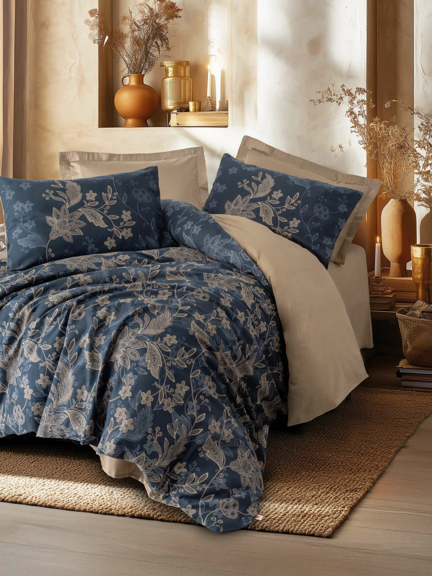 Set mbulesë për jorgan super king, saten, L'Essentiel Linge de Maison, Noctelle, bezhë