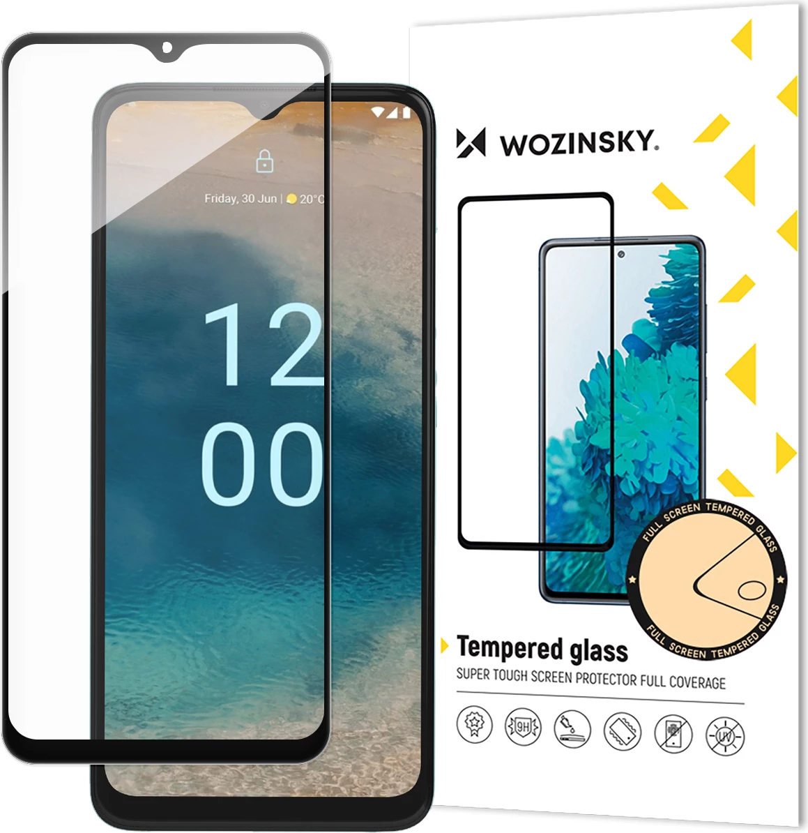 Xham i temperuar Wozinsky Full Glue për Nokia G22, me kornizë të zezë