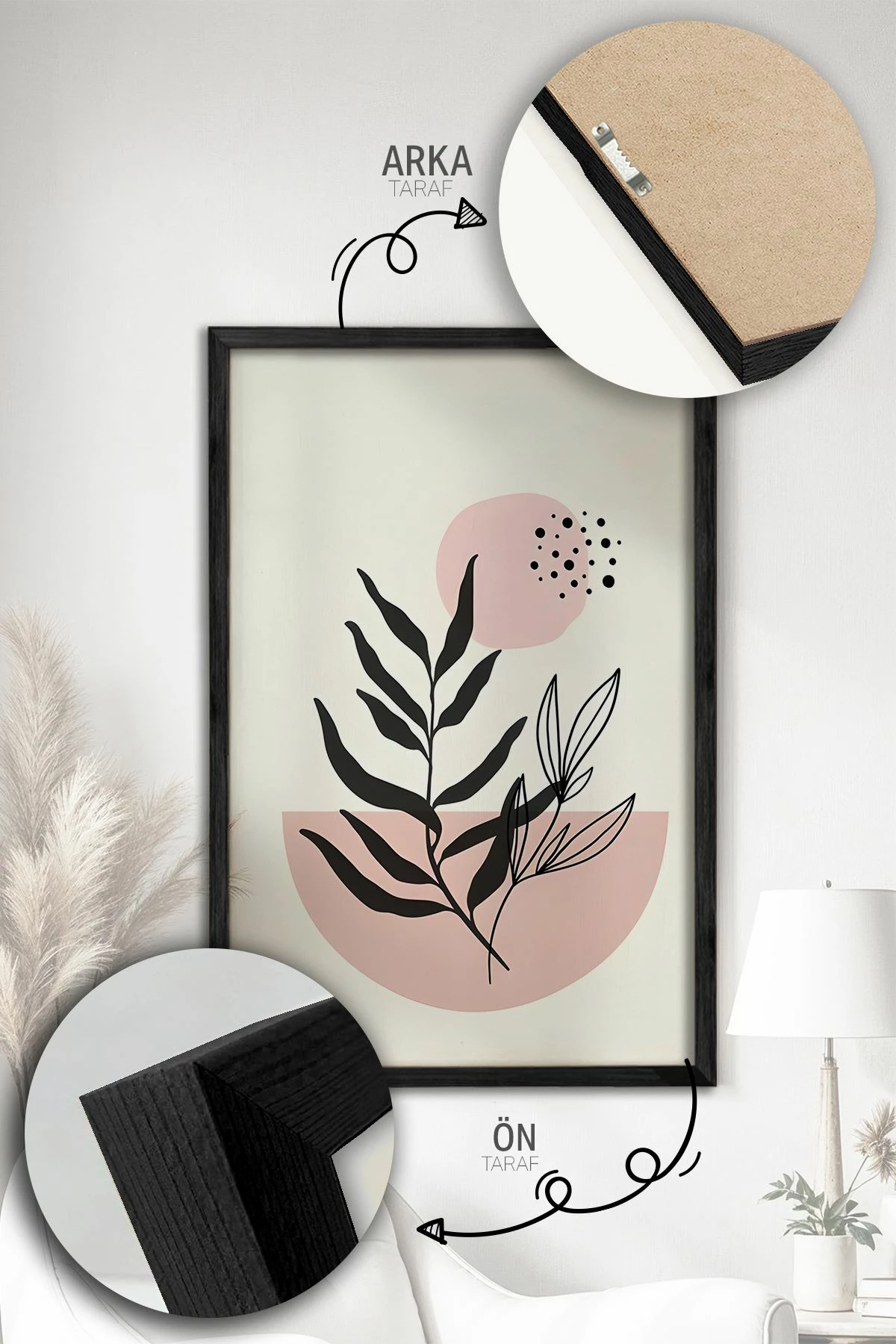 Pikturë dekorative me kornizë (3 copë), Wallity, Artvmodel2-Sıyah